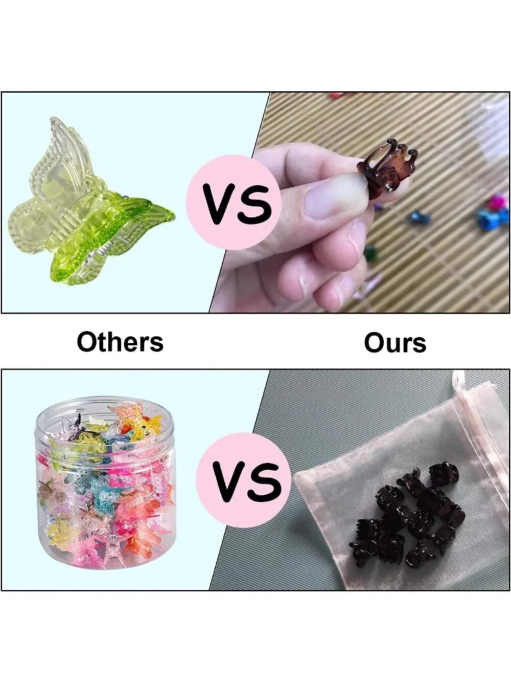 100 Pcs Pastel Butterfly Hair Clips - Mini Claw Clips for Girls & Women, 30